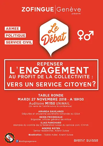 Flyer événement service citoyen, 27 nov. 2018, avenir suisse