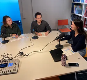 Florence Mauli, Patrick Schnell und Tanja Rösch von Avenir Suisse bei der Podcast-Aufnahme