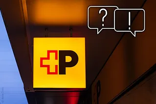 Die Schweizerische Post, leuchtendes Logo