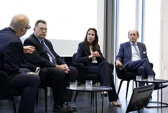 Referenten beim Annual Dinner von Avenir Suisse. Laurent Wehrli, Aude Pugin und Paul Bulcke.