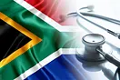 Südafrika-Flagge mit Stethoskop